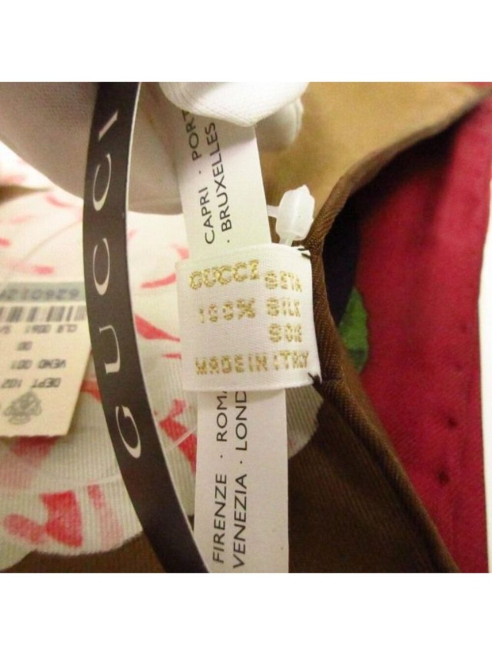 Gucci Scarf Vintage Tagged Boxed Alphabet Motif Pattern Silk Multi - Picture 4 of 6